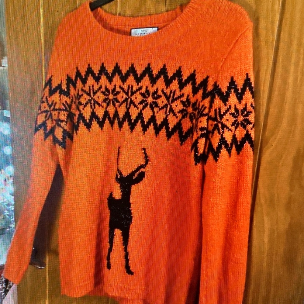 Next Orange and Black Reindeer Sweater